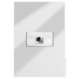 Conjunto RJ11 - Telefone 2 Fios 4x2 - RECTA Espelhada Gloss (Módulo Prata)